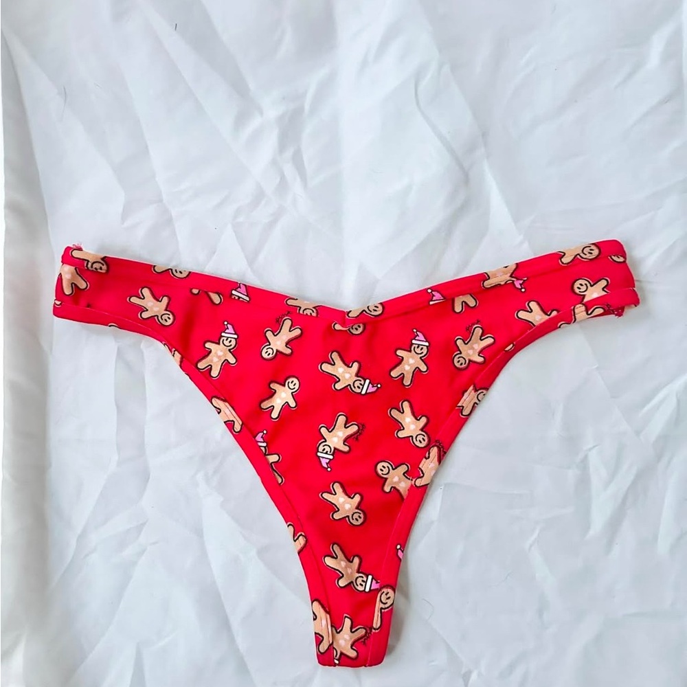 PINK Gingerbread Print Thong